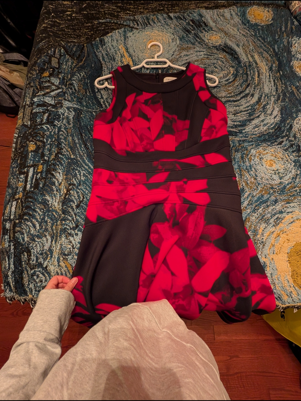 Calvin Klein Black Dress with Red Accents